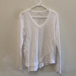 Wilt new white fractured shirttail deep v long sleeve tee